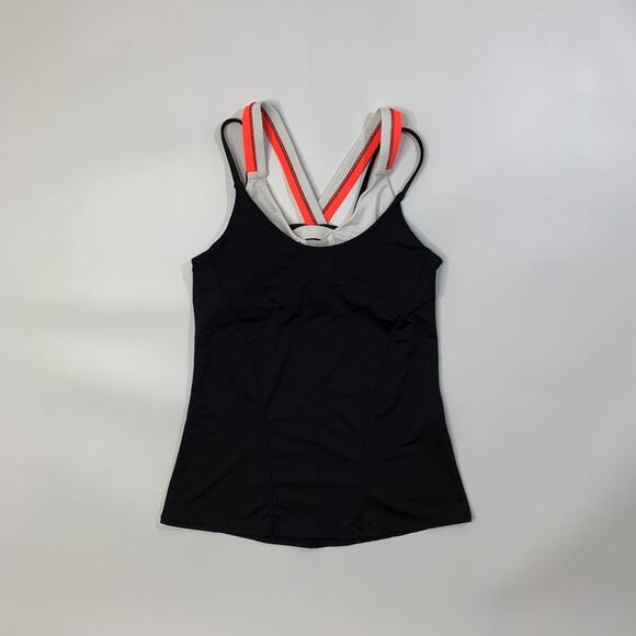 Lucky In Love Tank Top Womens XS Extra Small Black Shelf Bra Quick Dry Strappy - Picture 2 of 10